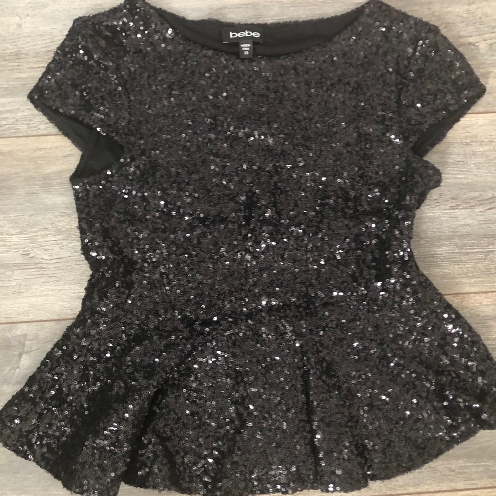 Bebe sequin peplum top